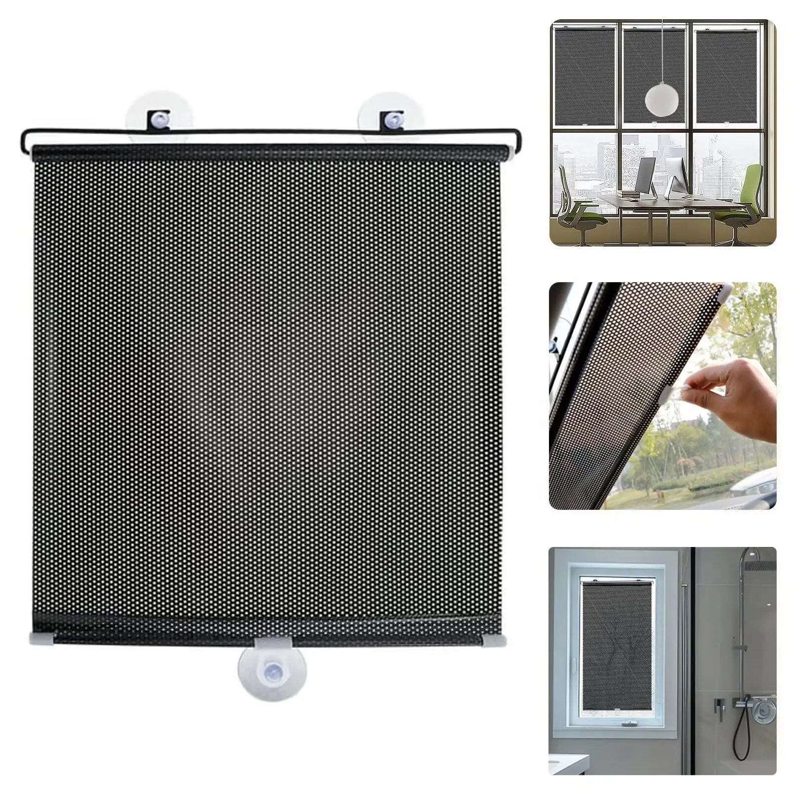 Blackout Roller Blinds Home Windows Sunshade Nail-Free Curtain for Car Bedroom Kitchen Office