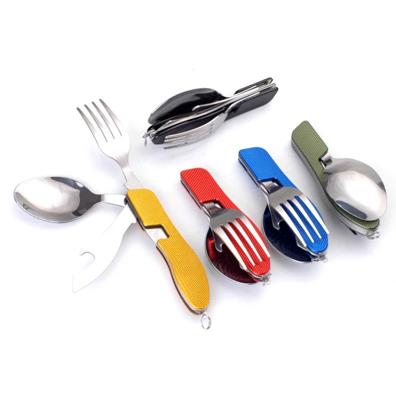 Foldable Tableware Knife Spoon Fork Camping Knife Fork Spoon Combination Tableware Outdoor Portable Multifunctional tainless steel tableware ice cream fruit spoon teaspoons silver spoon mixing round camping tea flatware travel gold coffee f8p4