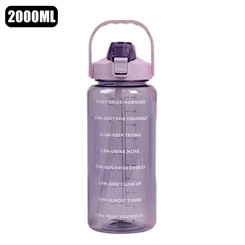 2-Liter Leakproof Hydration Motivation Sports Bottle