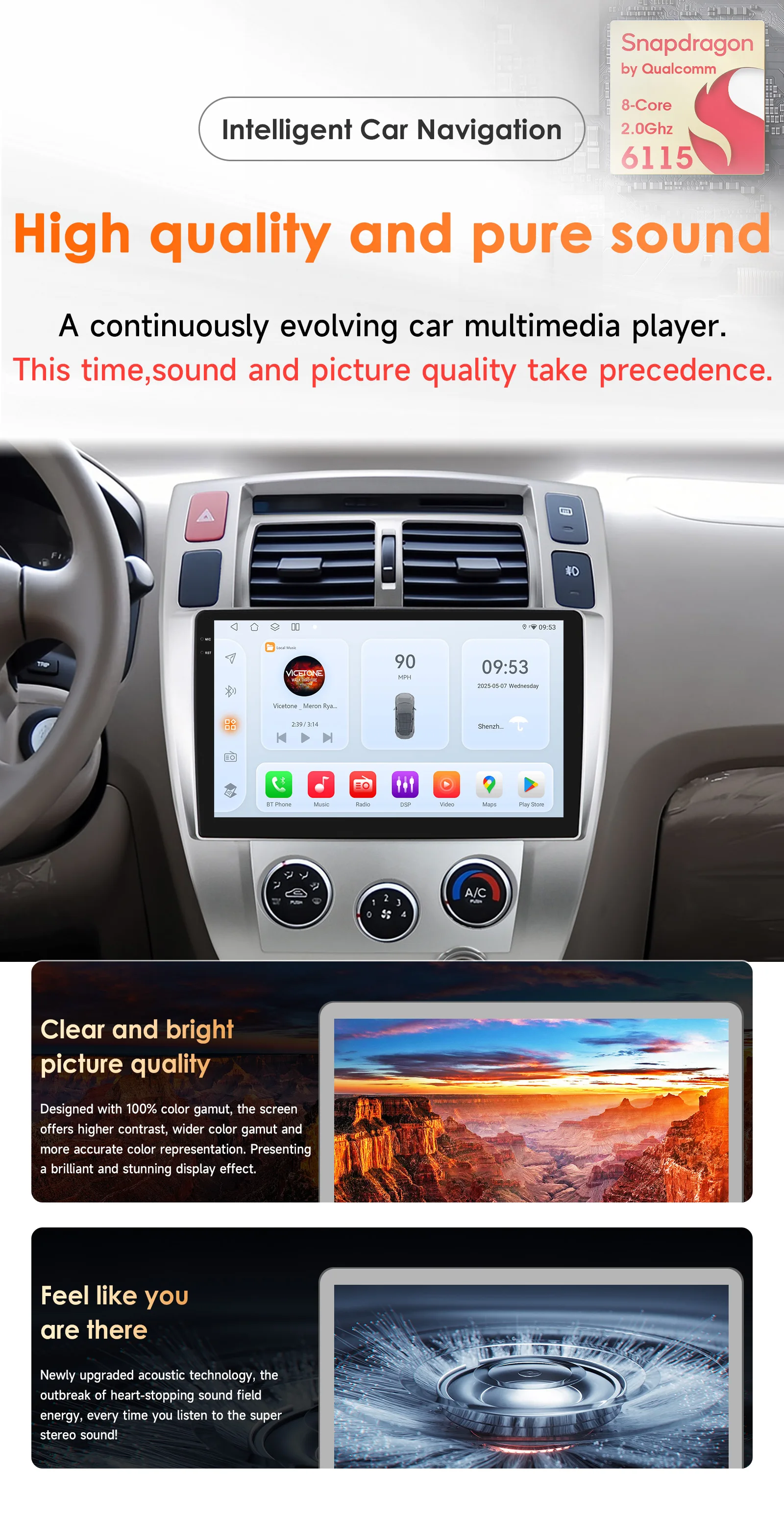 OSSURET 2Din CarPlay Android Auto Radio Für Hyundai Tucson 2004-2009 Auto Multimedia Player GPS 2din 4G-LET autoradio RDS 360Cam – Detail 2