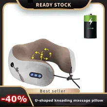 Em forma de u pescoço travesseiro amassar massageador aquecimento cervical massagem instrumento elétrico pescoço proteção inteligente de carregamento massagem