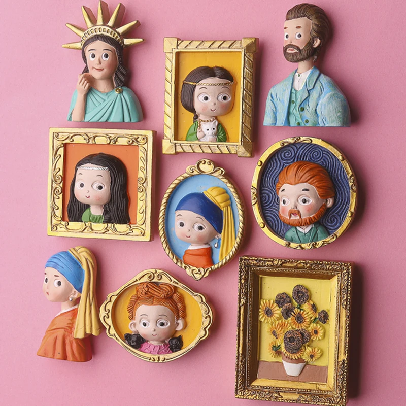 Van Gogh Magnetic Fridge Stickers Cartoon Magnetic Stickers Handmade Resin Crafts Cute Souvenir Fridge Magnet Gift For Kids Birthday