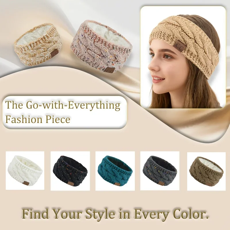 1pc Women'S Plush Winter Headband - Soft Warm with Elastic Closure, Comfortable Fabric For Cold Weather, Winter Headband