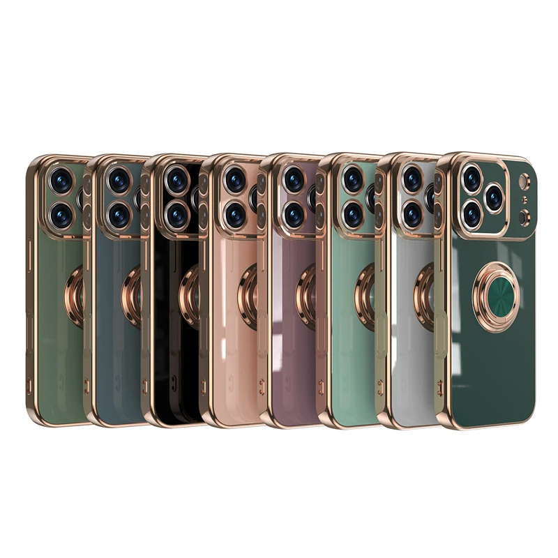 Plating Metal Ring Silicone Phone Case Cover