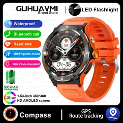 Next-Gen Outdoor Sport Smart Watch for Men - GPS Fitness Tracker with Compass, LED Flashlight, and 3ATM Waterproof Technology (Orange)