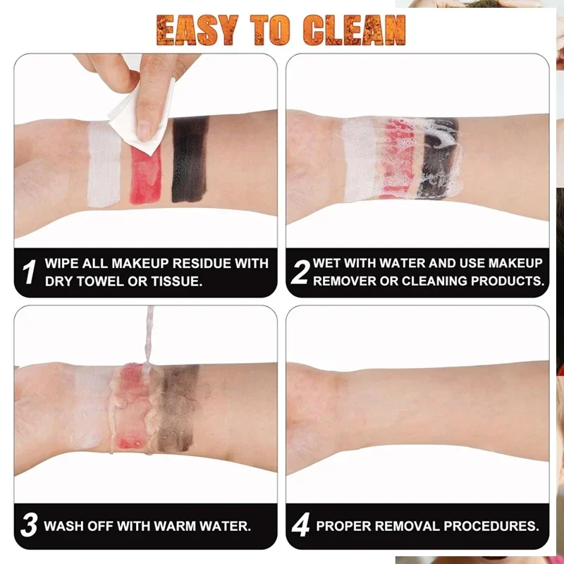 Halloween Makeup Palette Face Body Paint Makeup Wheel White Black Red Waterproof Zombie Skeleton Cosplay Makeup Face Painting 6