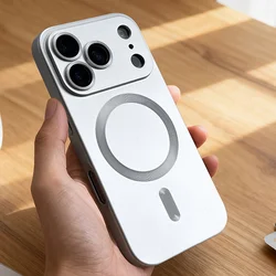 Elegant Metallic Magnetic Soft TPU Case with Wireless Charging and Lens Protection - iPhone 15 Plus (Silver)