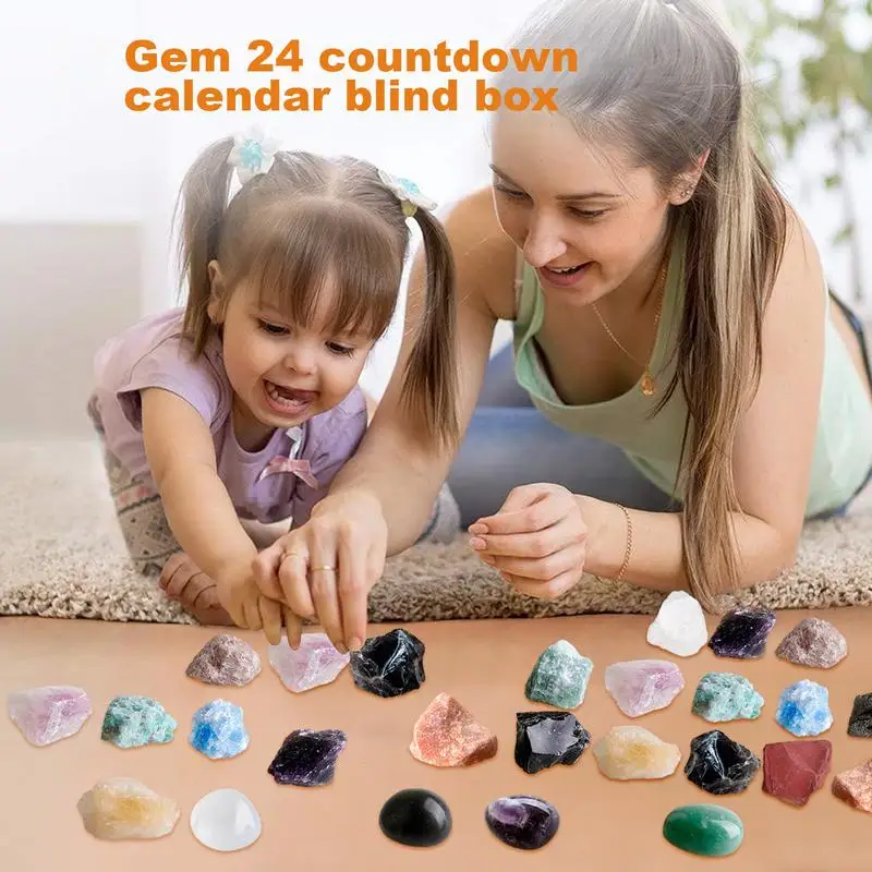 Advent Calendar 2023 24 Pcs Natural Crystal Gemstone Stone Minerals Box  Complete Rock Collection Christmas Countdown Kids Gift - AliExpress