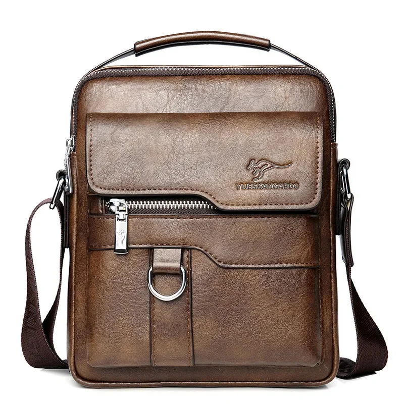 

Kangaroo Luxury Brand Men Sling Bag Leather Side Shoulder For Husband Gift Business Messenger Crossbody Male Handbag