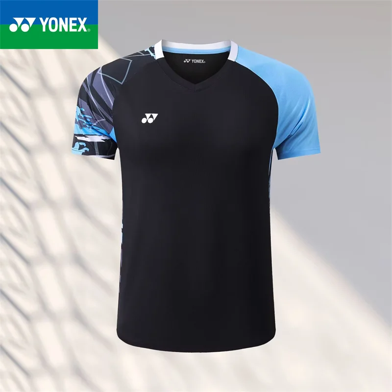 YONXE Summer Competition Dress Men's and Women's Training Set Quick Drying Breathable Printed Short Sleeved T-shirt short sleeve t shirt badminton uniforms