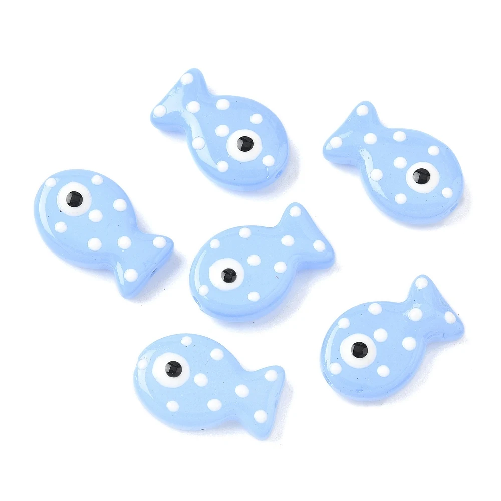 PandaHall 30 Stück Bemalte Glas-Emaille-Fischperlen für DIY-Schmuckherstellung, Halsketten, Armbänder, Handgemachte Bastelzubehörteile – Detail 21