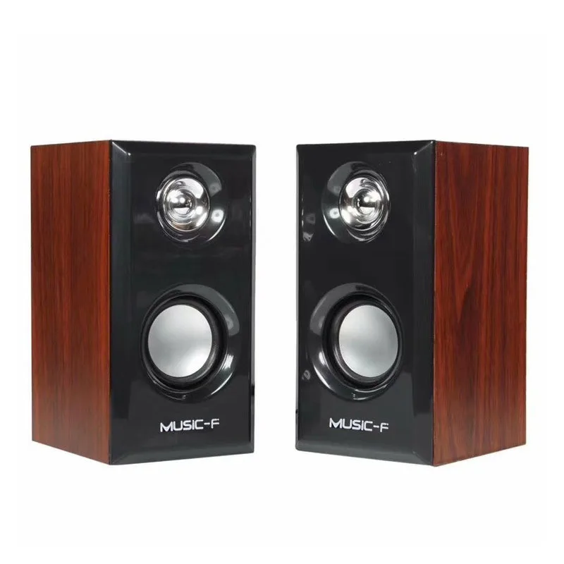 Wooden speakers USB Powered 3.5MM audio jack Surround Sound Wooden Wired Loudspeakers Computer Speakers for Laptop Smartphones computer speaker