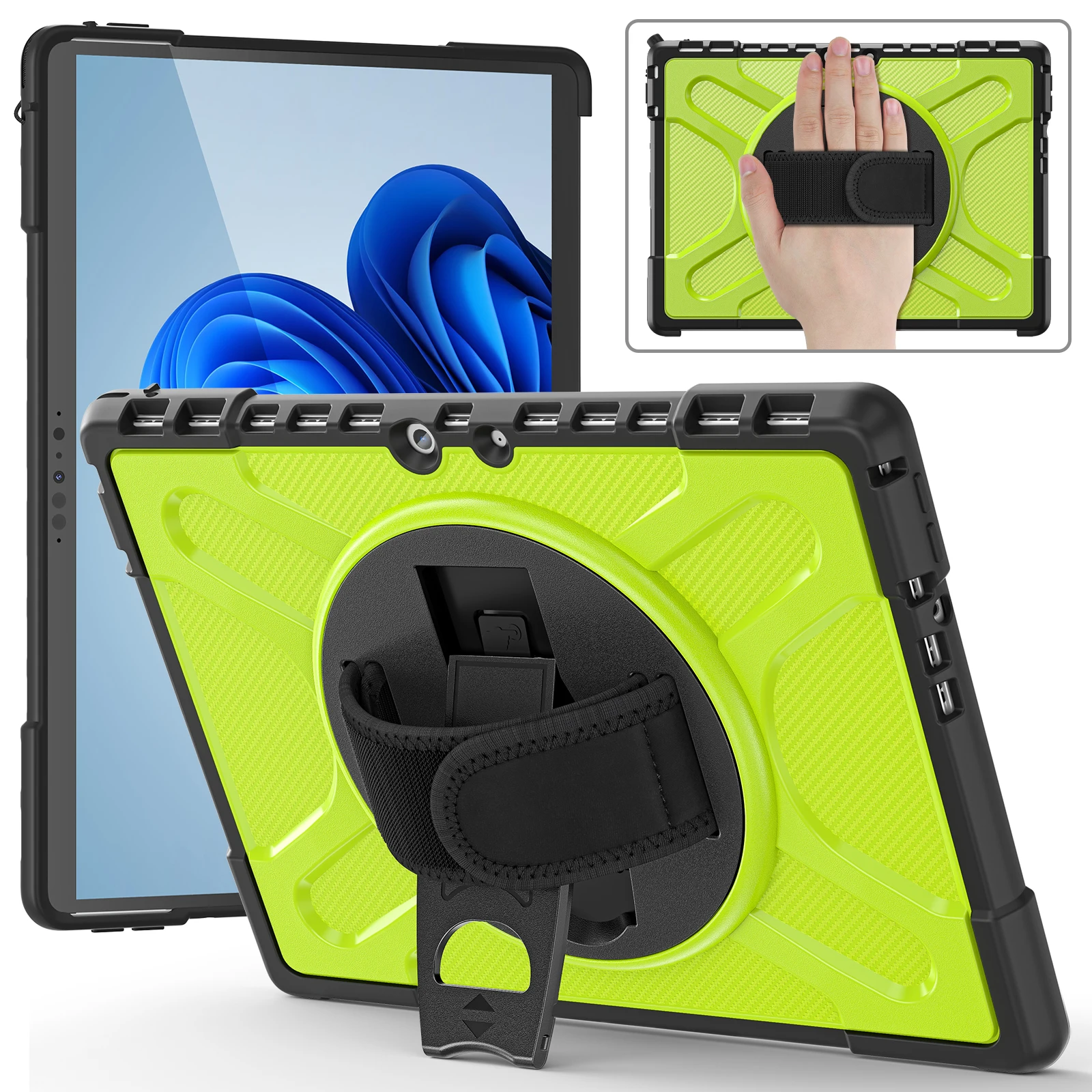 Rugged 3-Layer Shockproof Tablet Case with Hand Strap