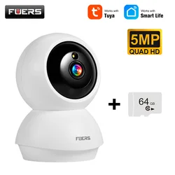 Ultra HD Wireless Mini Surveillance Camera With Adjustable Bracket - Smart Home Security & Baby Monitor - 5MP with 64G card