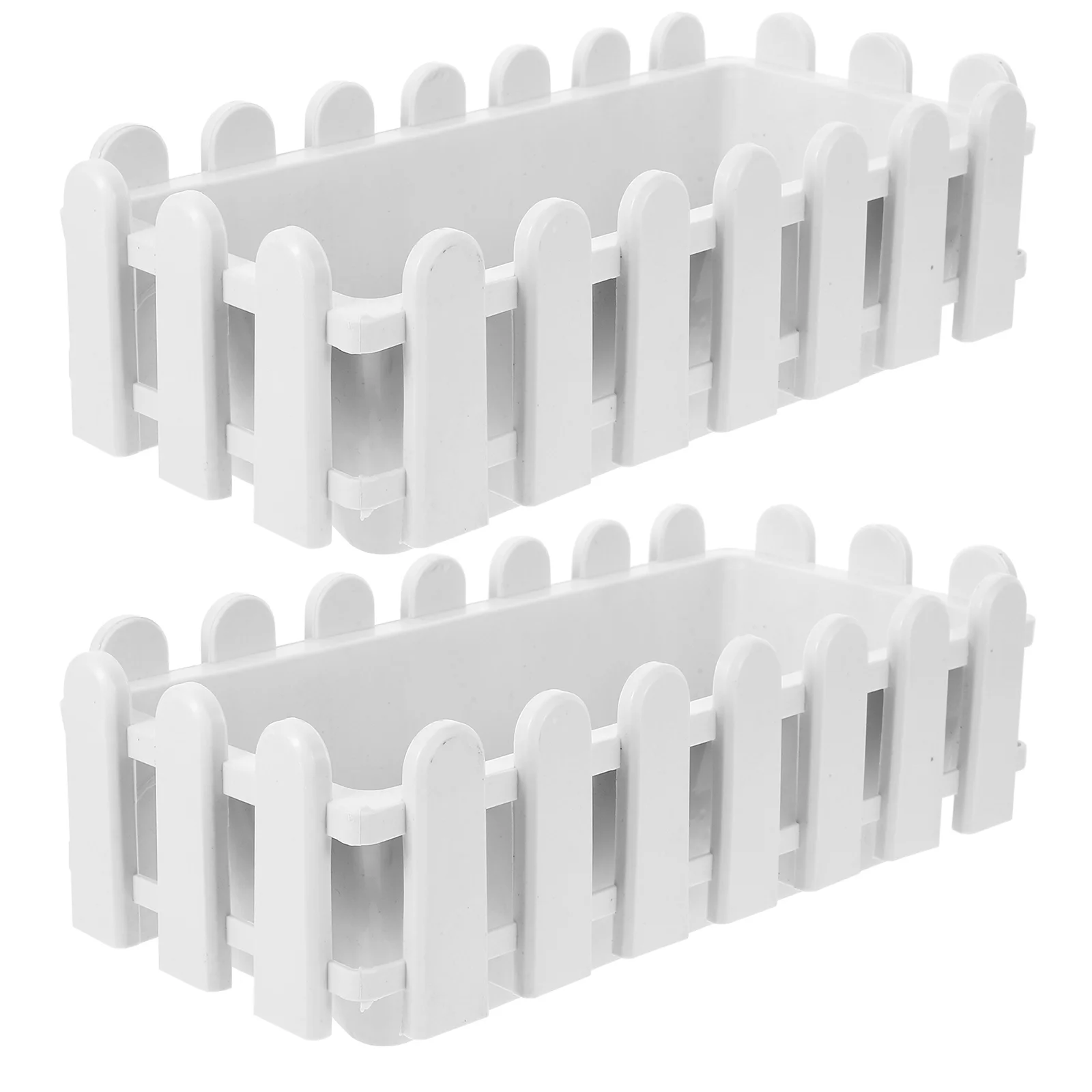 

2 Pcs Plant Decor Rectangular Fence Flower Pot Green Succulent Planting 2pcs Window Planters White Boxes Outdoor Garden