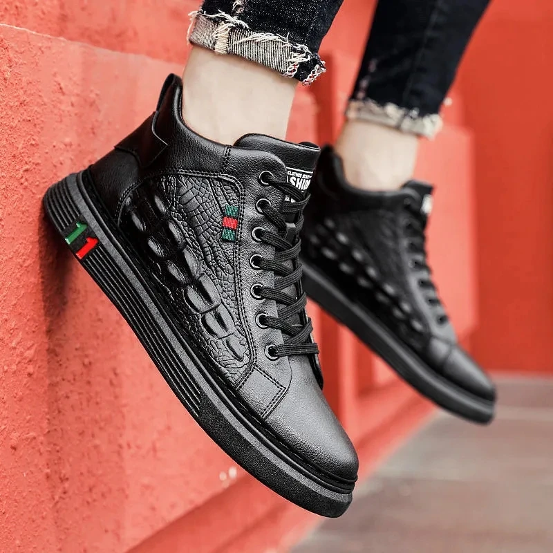 PU Leather Men's Casual Boots Summer Comfortable Cushion Working Shoes For Men Waterpoof Ankle men sneakers men leather boots