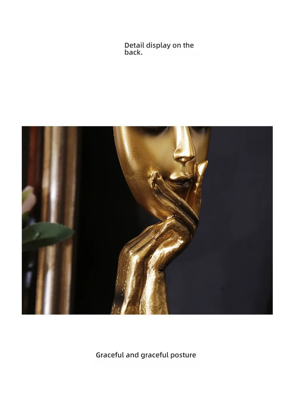 Abstrakte weibliche Gesichtskulptur – moderne Kunstharz-Wandkunst für Wohnzimmer, Damen-Schlafzimmer-Dekoration, minimalistisches Ornament – Detail 13