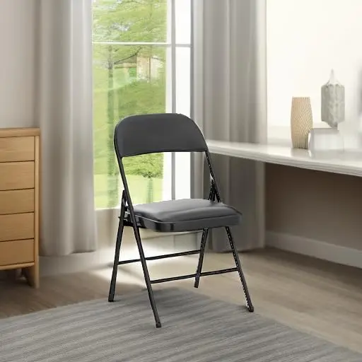 4 Pack Folding Chairs with Padded Vinyl Cushion Chairs with Comfortable Cushion and Durable Steel Frame for Home and Office 2