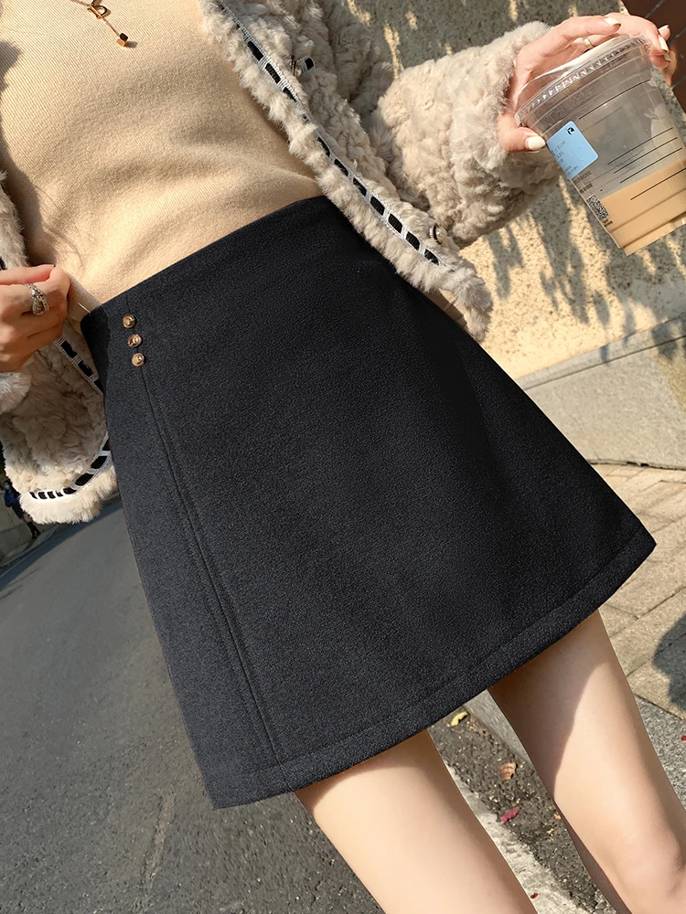 

Ladies Fashion Small Fragrance Woolen Mini Skirt Women Clothes Woman Casual OL Skirts Girls Cute Skirts Female Clothing 2