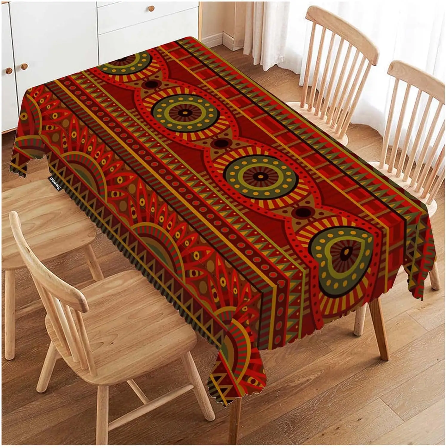 African Ethnic Style Geometric Waterproof Tablecloth Holiday Party Decor Washable Rectangle Table Cloths Home Dining Table Decor 4