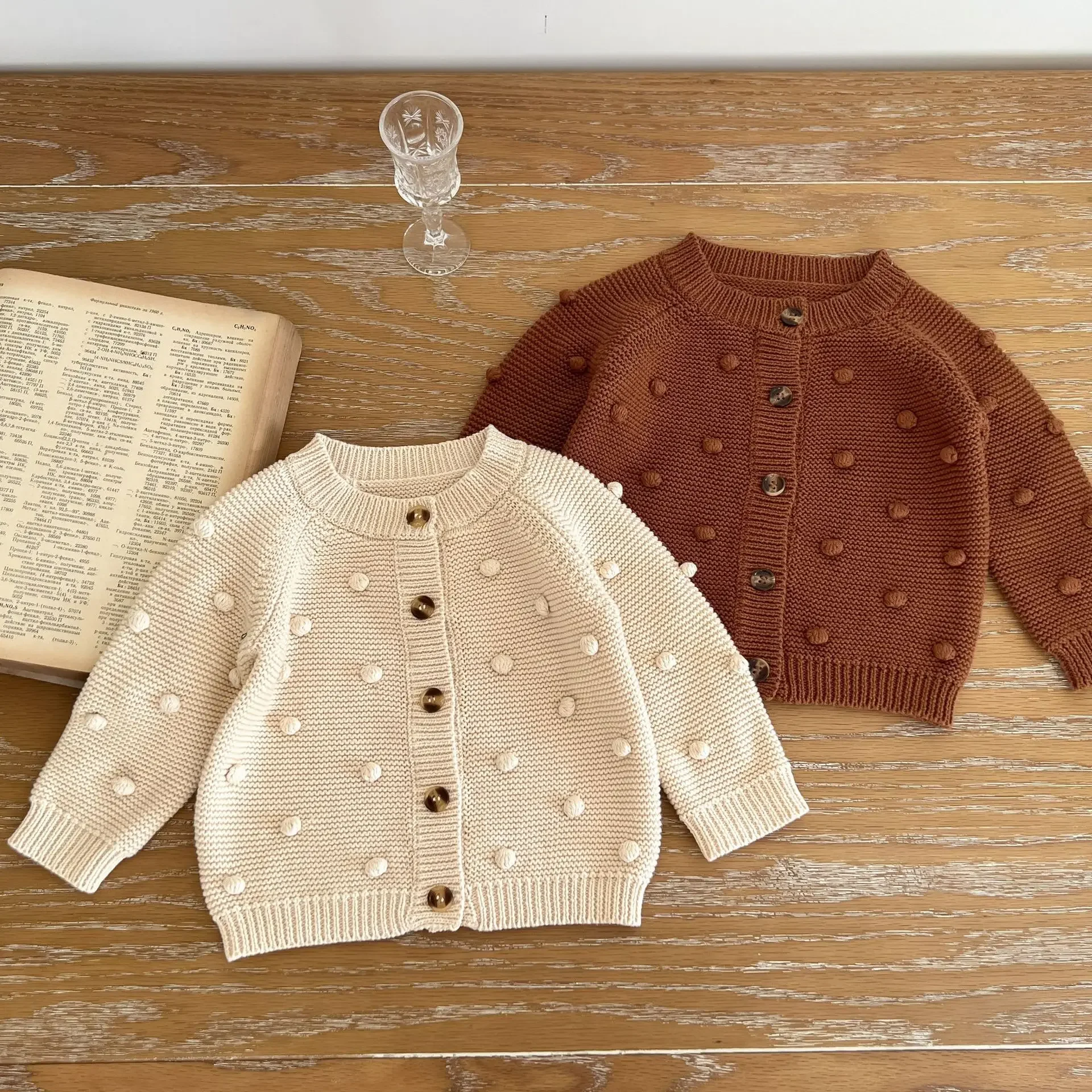 Baby Knitting Sweater Cardigan 0-3 Years Old Autumn Infant Toddlers Clothing Boys Girls Baby Solid Color Sweater Cotton Top
