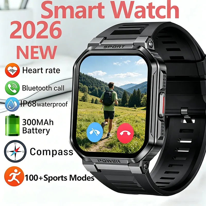 Reloj Inteligente de Grado Militar 2026, 1.83 Pulgadas, Llamadas Bluetooth, Monitor de Frecuencia Cardíaca, Monitoreo de Salud, IP68, GPS, Seguimiento de Trayectoria