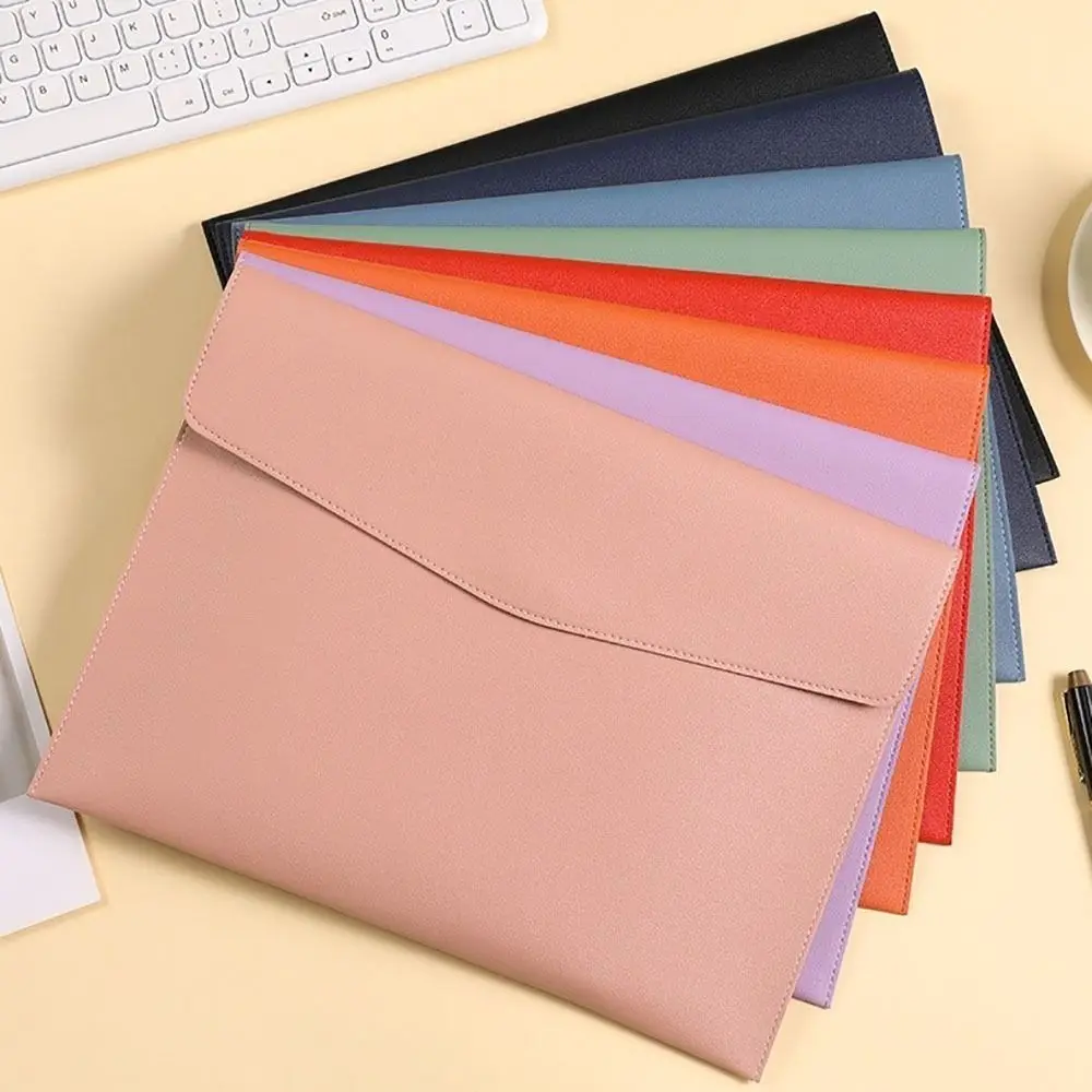 Stationery Dustproof Leather Leather Document Pouch Large Capacity A4 Leather File Folder File Organizer Pouch for W