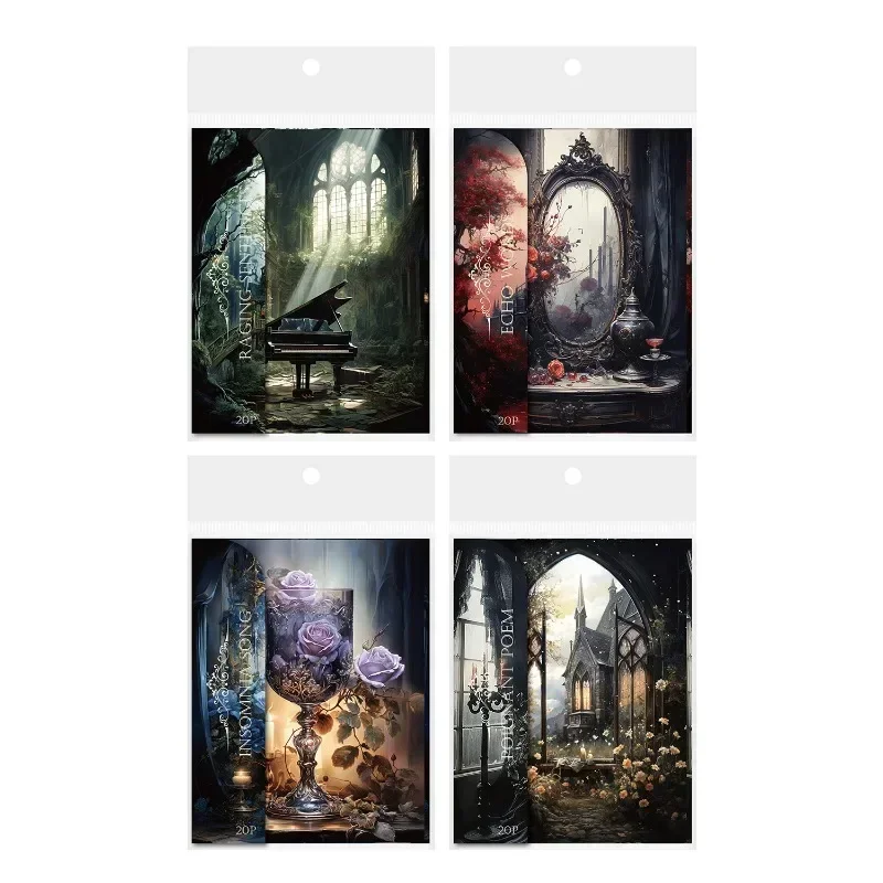20Pcs Rhapsody Psalm Dark Gothic Retro Style Handbook Material Paper Handbook Collage Scrapbook cut Writing 175*120mm
