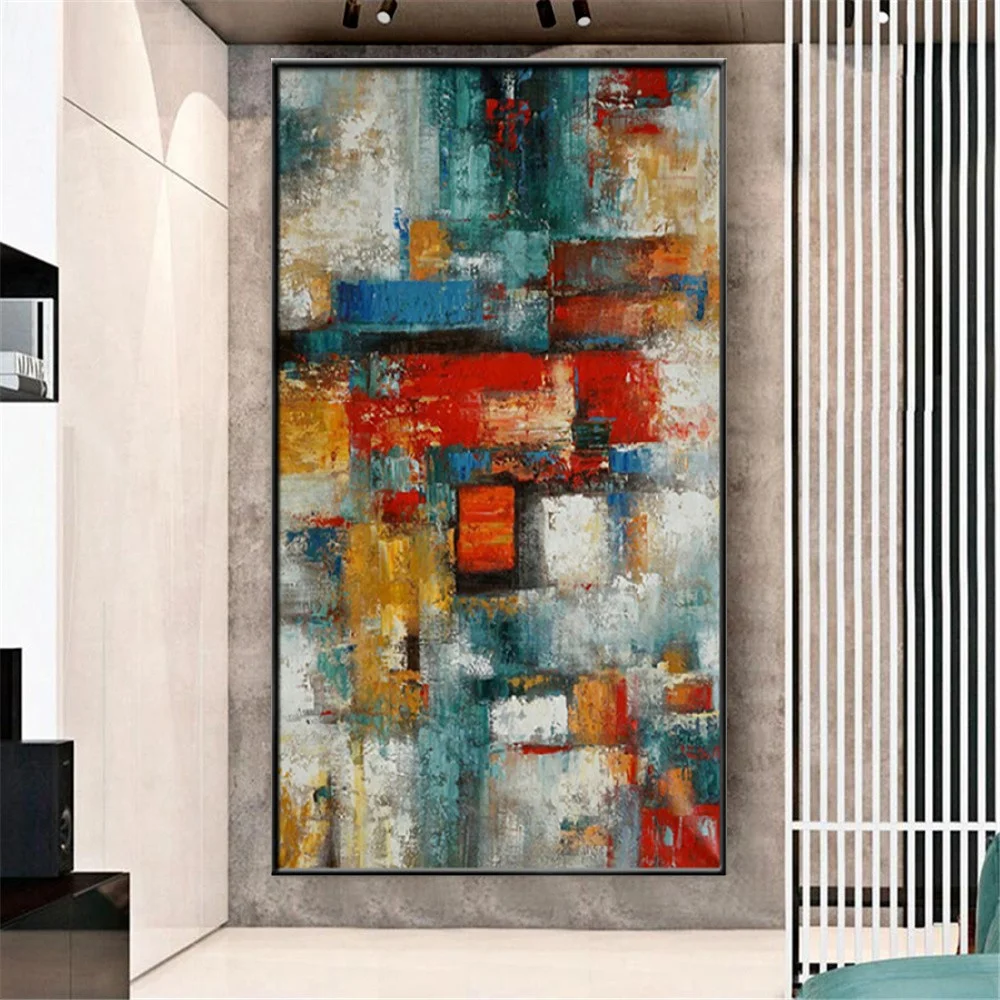 

Indoor Wall Art Picture For Home Deco Multi-Color Abstract Canvas Diagram Handmade Modern Large Oil Paintings Decor Living Room