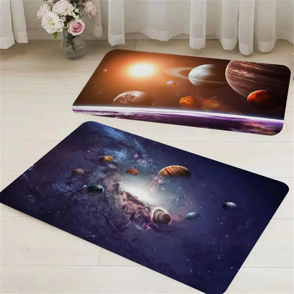 

3D Planet solar system galaxy Floor Mat Bathroom Mat Kids Room Bedroom Decoration Balcony Anti-Slip Doormat Living Room