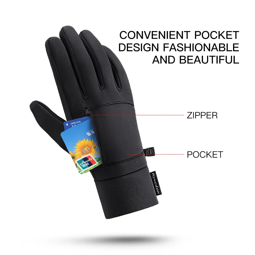 Winter Warm Touch Screen Gloves Outdoor Windproof Waterproof Cold-proof Gloves Men Woman Driving Cycling Fishing Ski Gloves