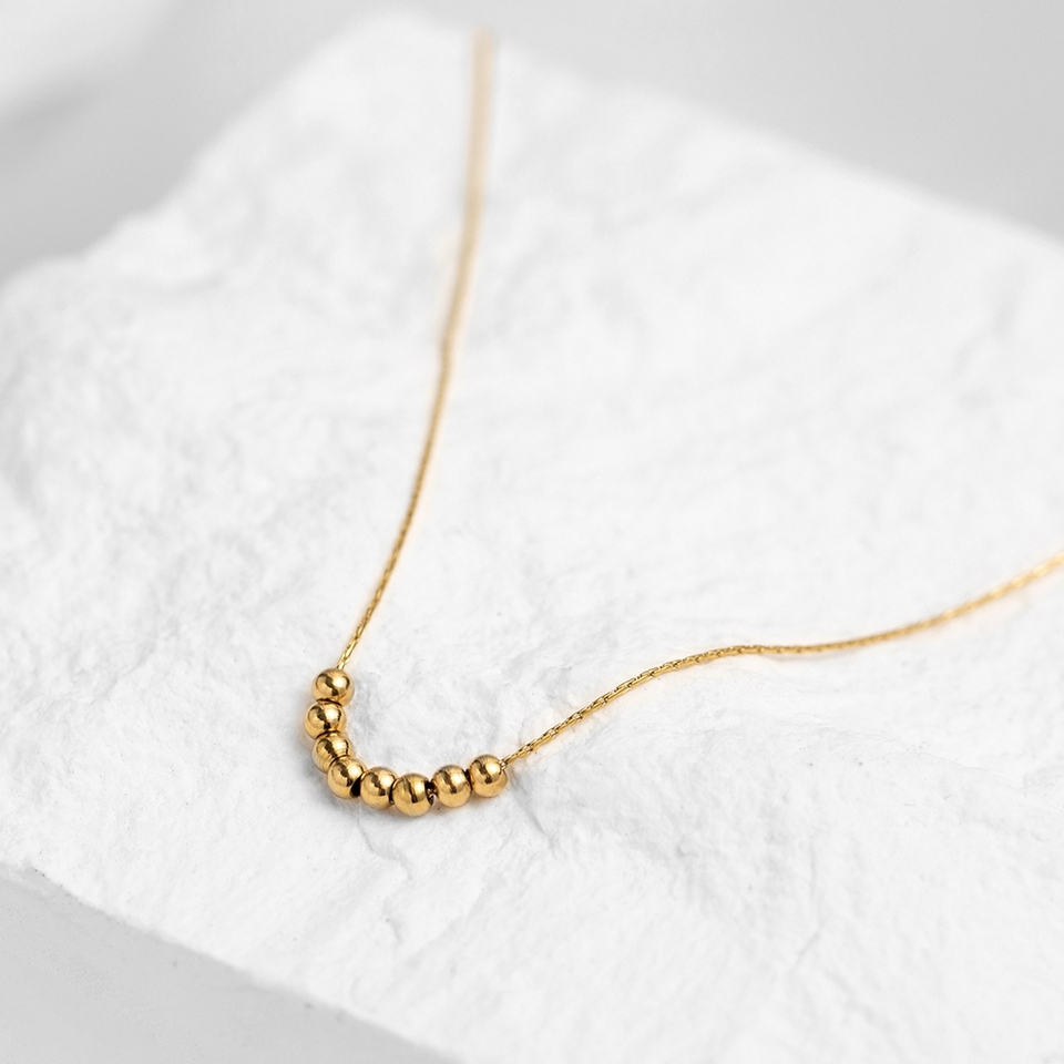 WILD & FREE Minimalist Gold Color Stainless Steel Necklace for Women Classic Thin Chains Metal Beads Neck Jewelry