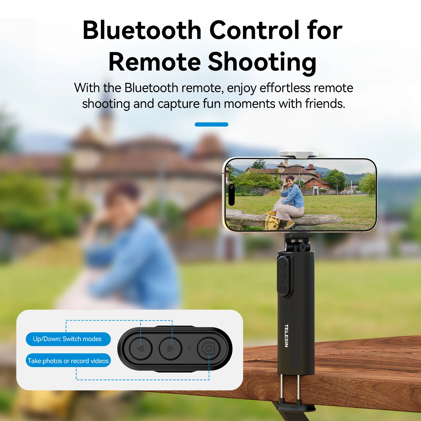 TELESIN 3 in 1 Selfie stick Phone Holder Wireless Remote Control Travel Clamp Magnetic 360&deg; rotation Holder Brackets