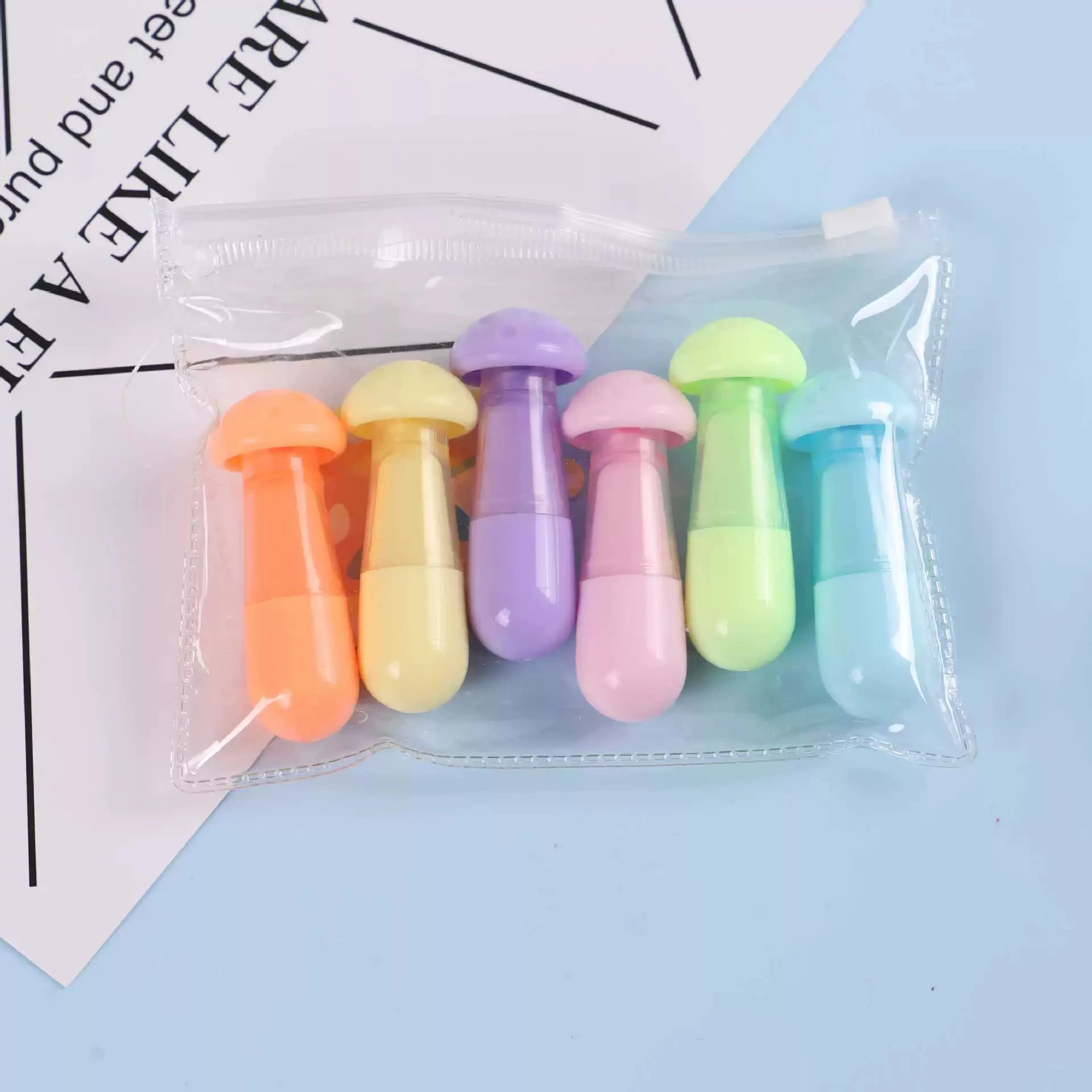 Highlighter Pen 6PCS/Set Leaves Mushroom Cute Kawaii Chalk Marker Pens Stationery School Supplies