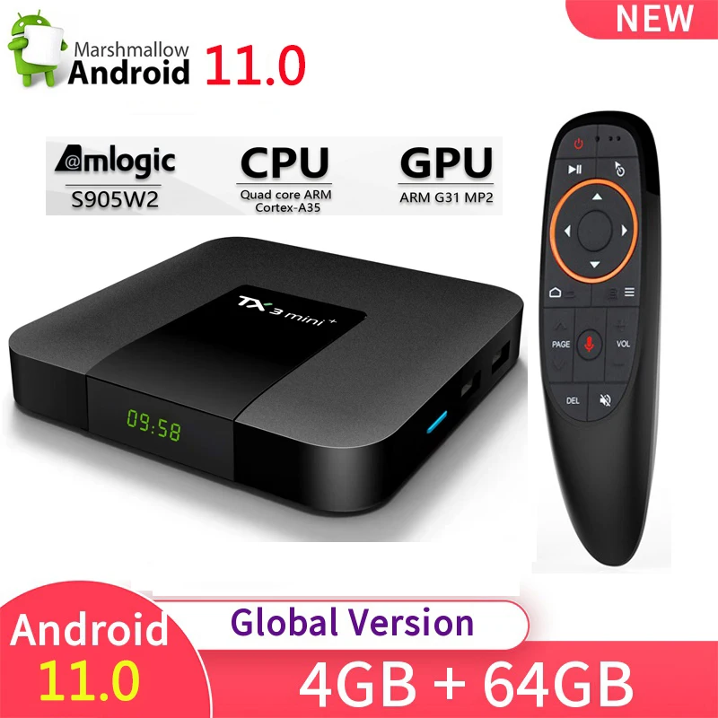 ТВ-приставка TX3 Mini + Smart TV, Android 11, Amlogic S905W2, 4 + 32/64 ГБ