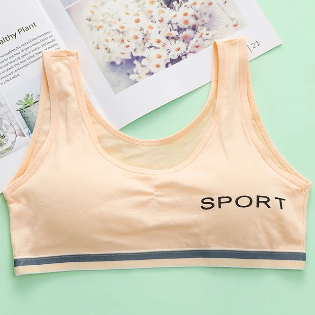 Little girl bra development period 12-16 years old middle school student bra  girl underwear pure white cotton sports vest