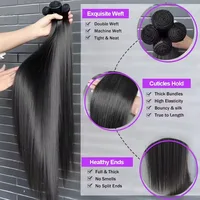 Extensions de cheveux naturels indiens 12A, lisses et raides, 30 pouces, 4 mèches, pour femmes noires, couleur naturelle noire 3