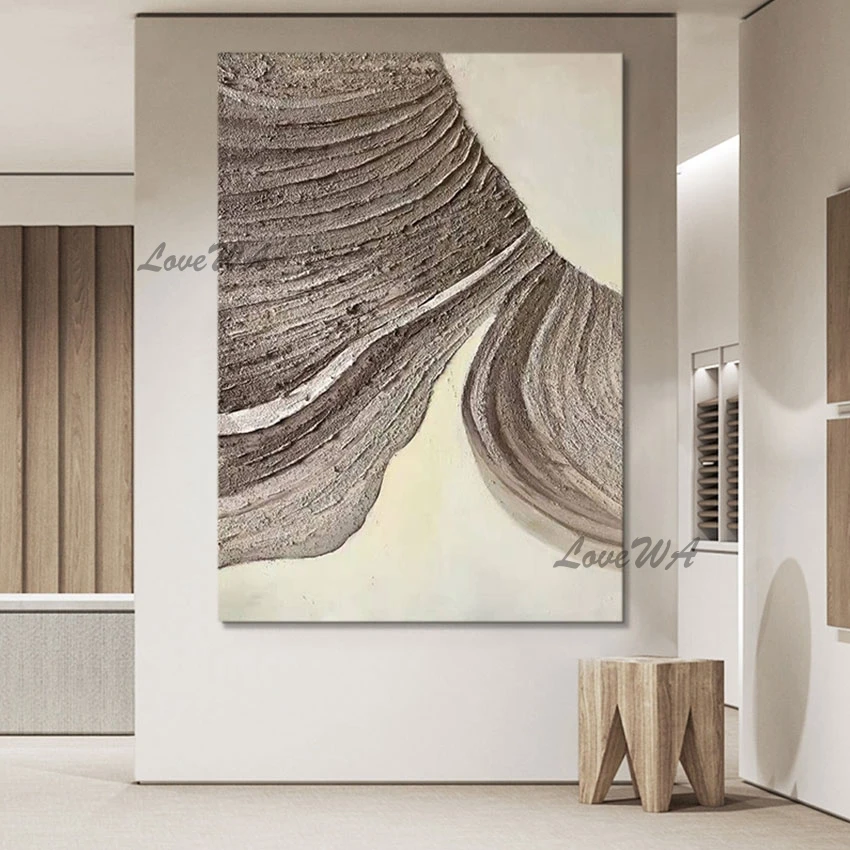 

Картина масляная без рамки, современный абстрактный дизайн с контрастной текстурой, ручная роспись, для гостиной, Настенная картина, домашний холст