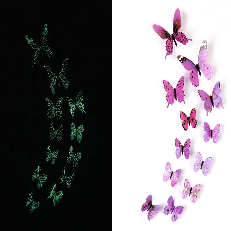 Glowing 3D Butterfly Wall Stickers - Luminous Decorative Decals