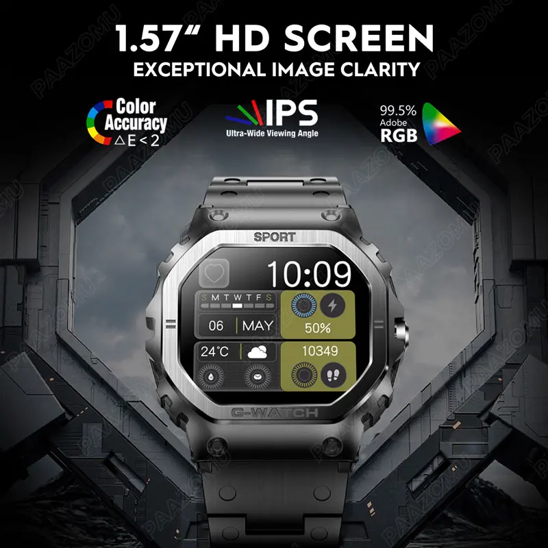 2025 New Military Smart Watch for Men 1.57 Inches Outdoor Sports Smartwatch with Bluetooth Call For iPhone Android G+SHOCK STYLE 2