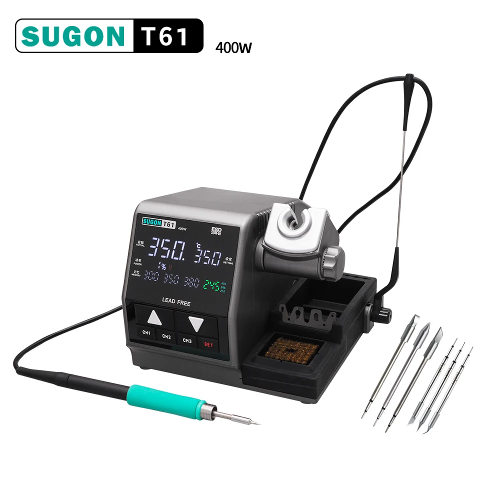 SUGON T61 Soldering Station 400W Compatible Soldering Iron Tip C470/245/210 Large Solder joints Welding Rework Station 2