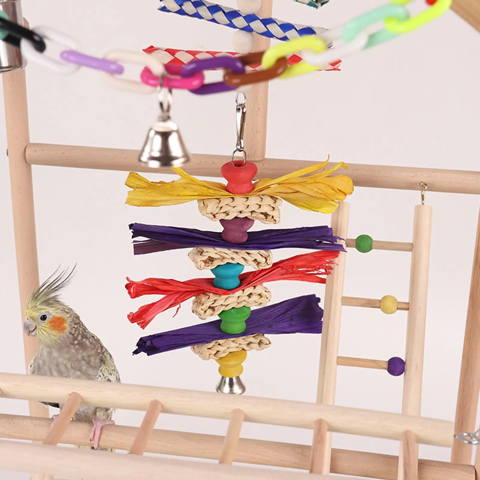 Parrot Bird Playground Wood Perch Stand Large Luxury Parrot Toy Relieving Boredom Self for Finch Small Parakeets Budgie