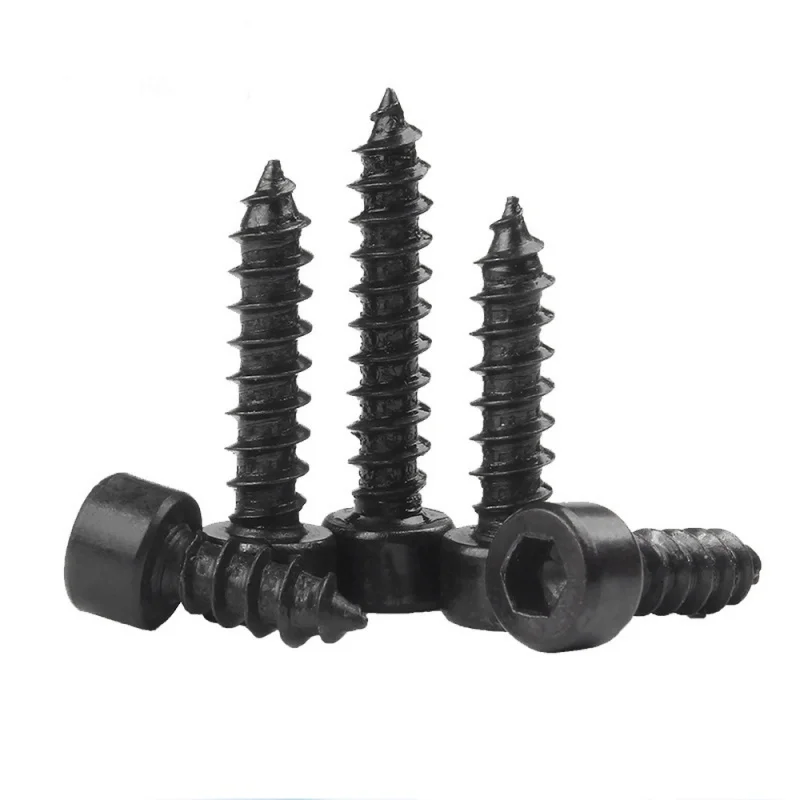 Hex Hexagon Socket Cap Head Self Tapping Screw 8.8 Grade Black Carbon Steel Allen Head Scre 10pcs/lot