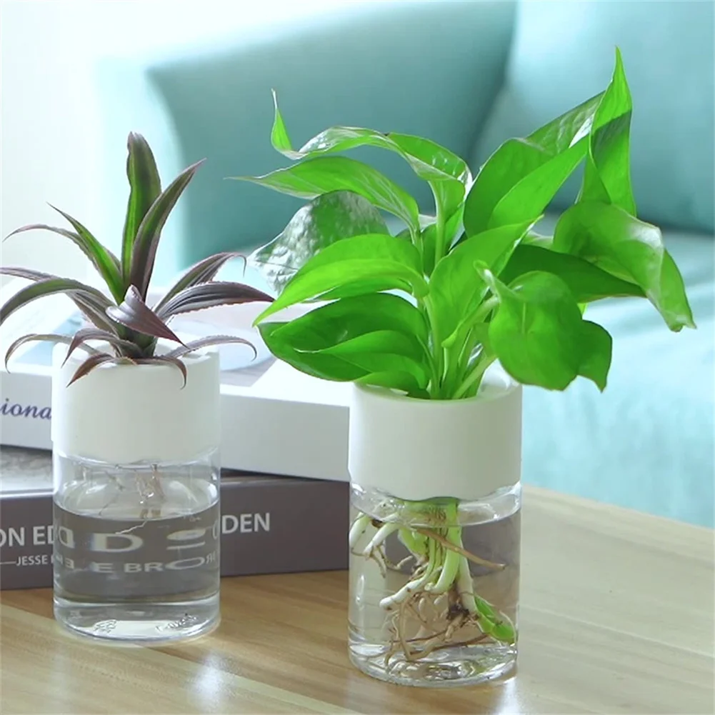 

1PC Hydroponic Plant Pots Transparent Planting Vase Plastic Pot For Plants Stylish Container Planters Home Desk Decor Flowerpot