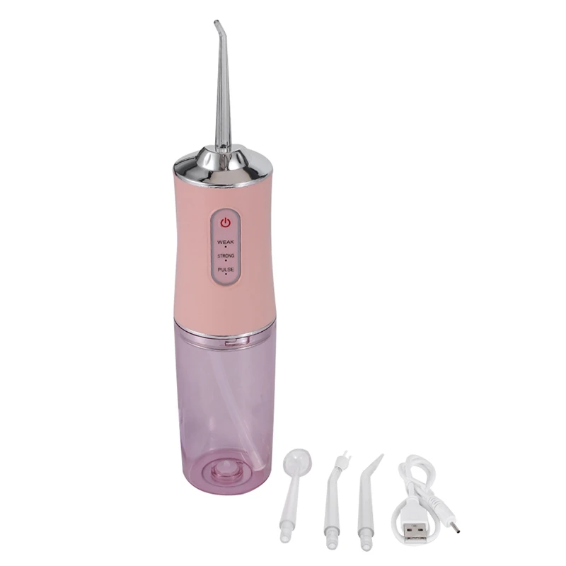 

Oral Irrigator 3 Modes Portable Rechargeable Water Jet 4 Nozzles Waterproof 200Ml Water Tank For Teeth