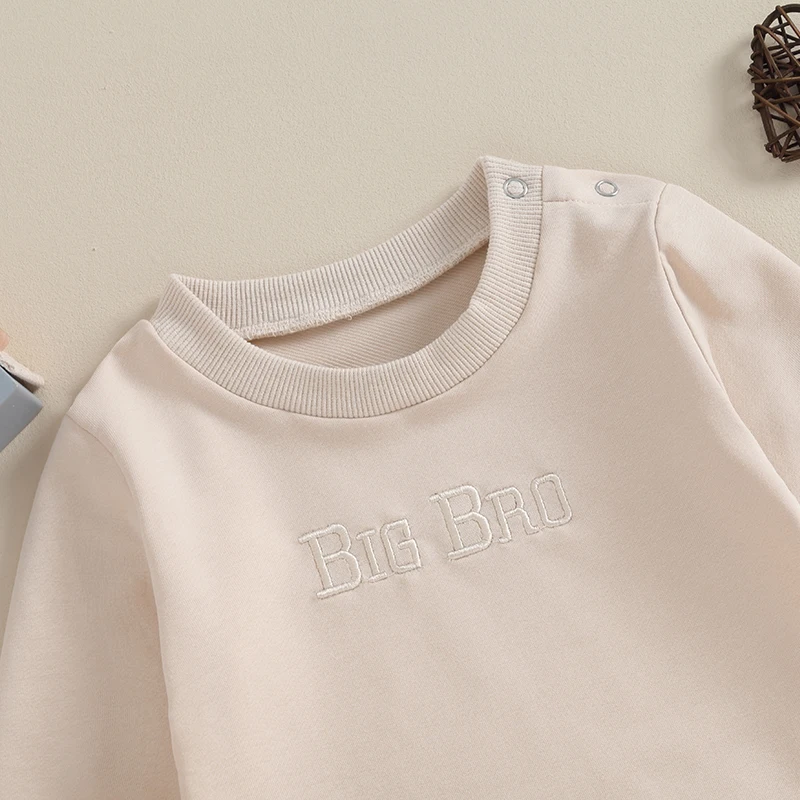 

Baby Boy Sweatshirt Romper Fall Clothes Letter Long Sleeve Crew Neck Brother Matching Outfit