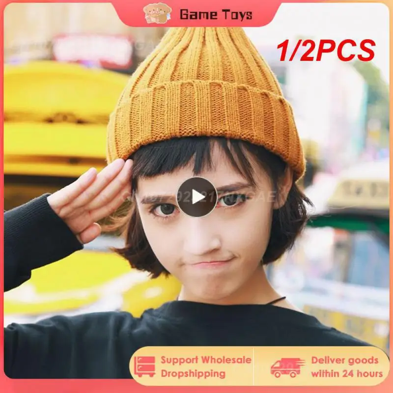

1/2PCS Kids Winter Hats for Newborn Boys Crochet Bonnet Toddler Girl Children Baby Photography Props Boy Accessories Warmer