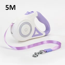 Automatic Retractable LED Luminous Dog Leash with Fashion Light Straps (5M purple)