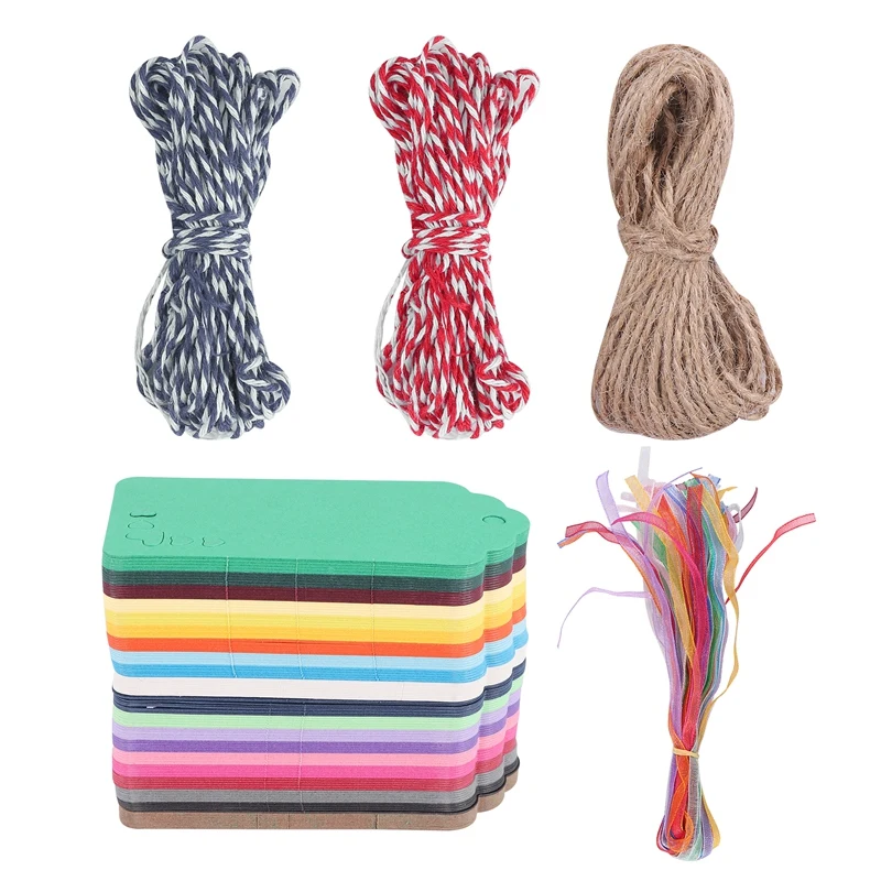 Jfbl Hot 200 Pezzi Etichette Regalo, 20 Etichette A Colori Con Etichette Di Carta A Corda Etichette Regalo Colorate Per Regali Arti E Mestieri Vacanze