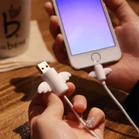 2Pcs Cute Angel Wing Cable Protector Earphone USB Cable Winder Wire Organizer Holder Clip Wrap Desk Set Stationary for iphone 6